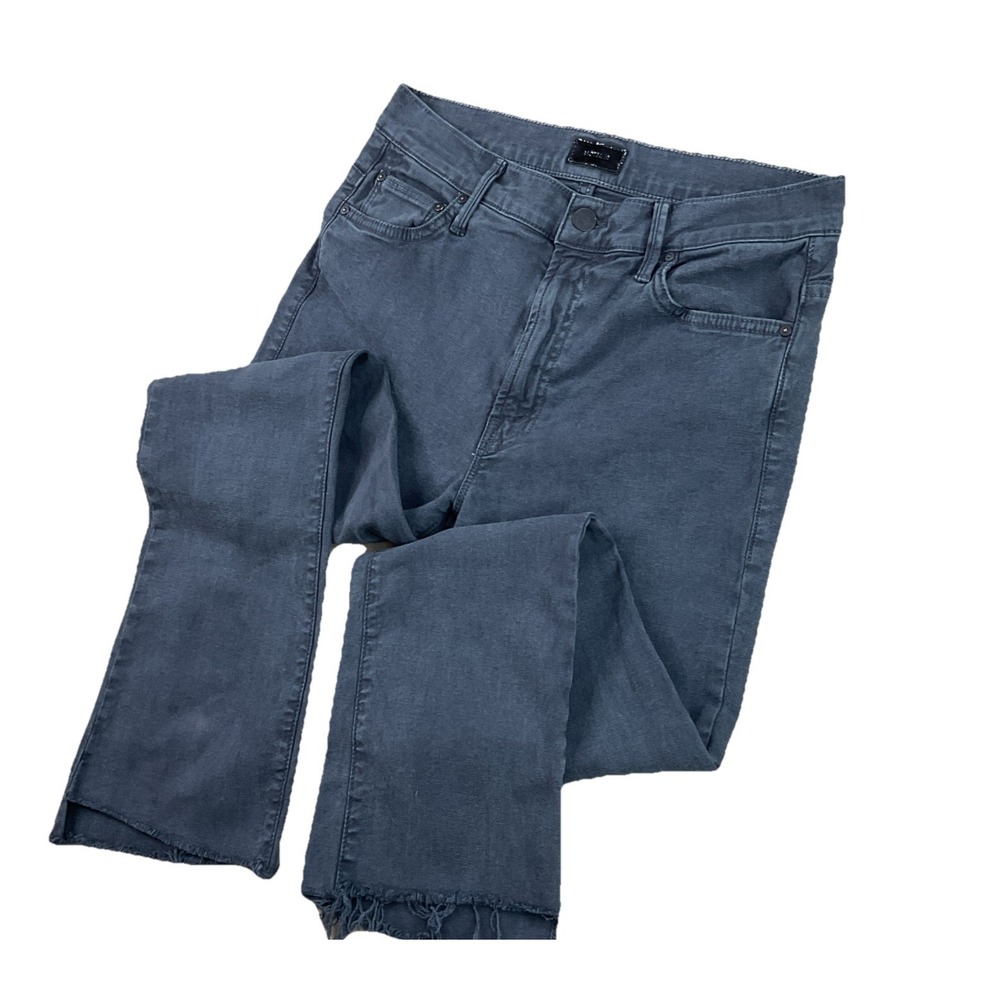 MOTHER The Insider Crop Step Fray Jeans Womens Sz‎ 29 Faded Black Stretch Denim